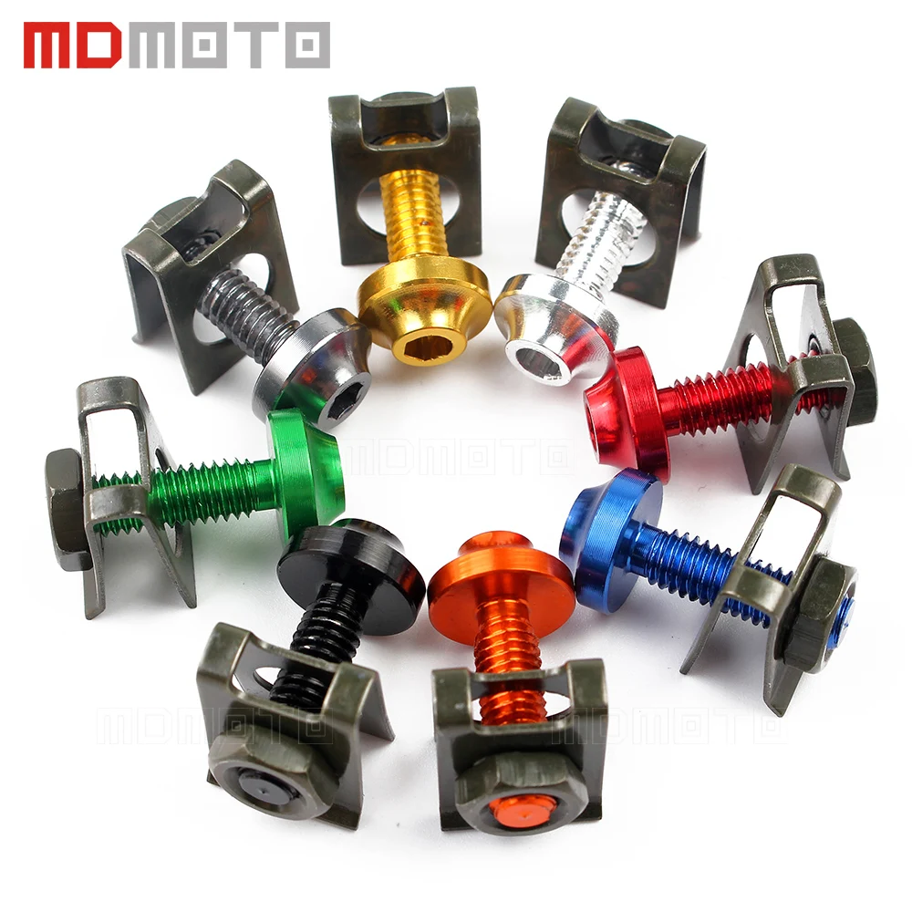 

10pcs Motorcycle Scooters Fairing Body Bolts M6 6mm Spire Speed Fastener Clips Screw Spring Bolots Nuts For Universal Motorbike