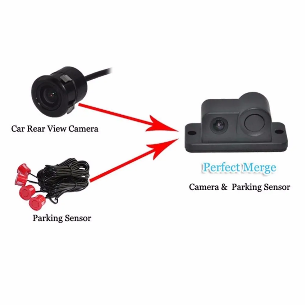 Car Rearview Monitor +Car Reverse Rear View Camera with Parking Sensor (6)
