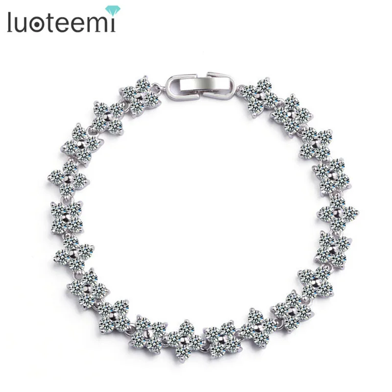 

LUOTEEMI Fashion AAA Cubic Zirconia Bracelet Jewelry Clear Zircon Bracelet Bangles White Gold-Color Factroy Wholesale