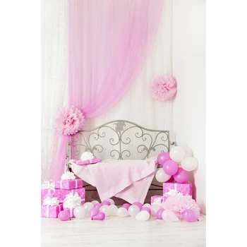 

F-1856 Bed Headboard Balloon Party Happy Birthday Baby Newborn Child Fotografia Photo Background Vinyl