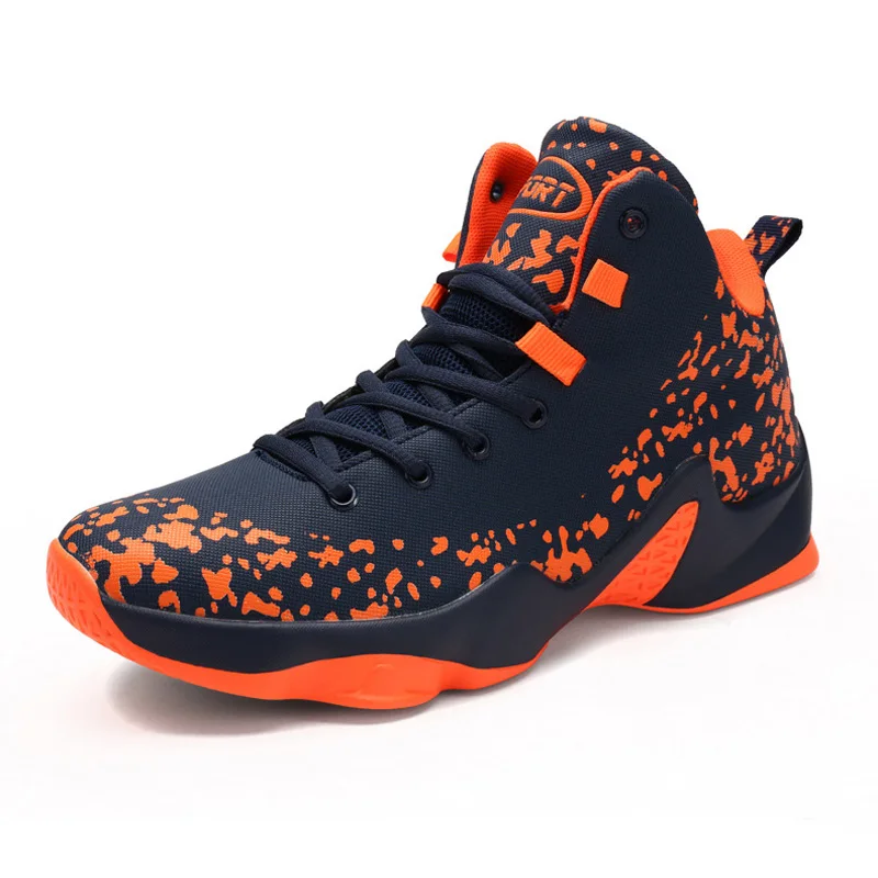 

2018 Hot Sale Big Size Basketball Shoes Male Size 39-46 High Men Lace Up Stability Basketball Sneakers Men Red/Orange Trainers