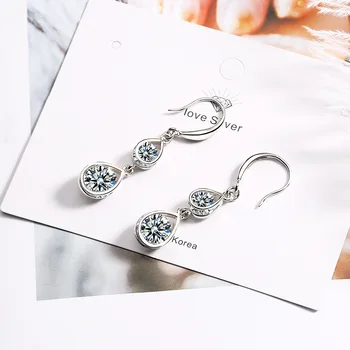 

Water Dorp Long Tassel Earrings For Women 925 Sterling Silver Zircon Dangle Earrings For Girls boucle d'oreille femme