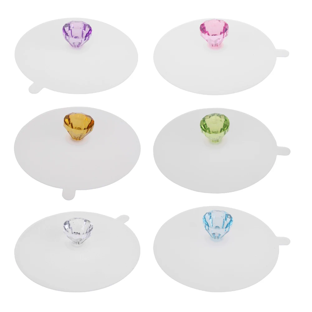 

Silicone Cup Cover w/ Multi Color Diamond Decoration Kitchen Tableware Drinking Accessories Mark Coffee Tea Cup Silicone Cover