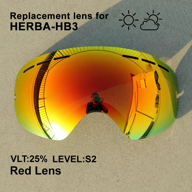 HERBA лыжные линзы двойной слой анти туман и анти UV400 подходит для HB3