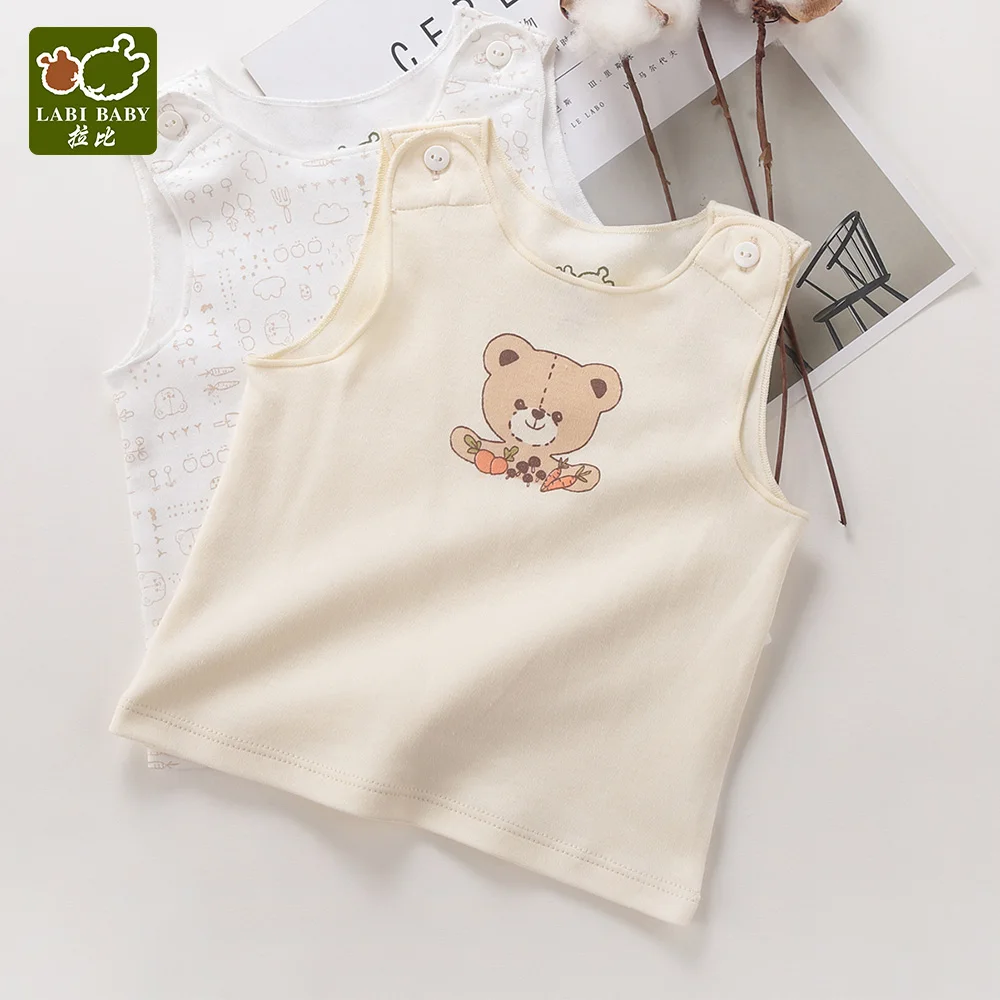 

2 PCS/LOT Newborn Baby Vests Set Cartoon Bear Soft 100% Cotton Unisex Kid Toddler Outing Casual Sleeveless T Shirt Outwear