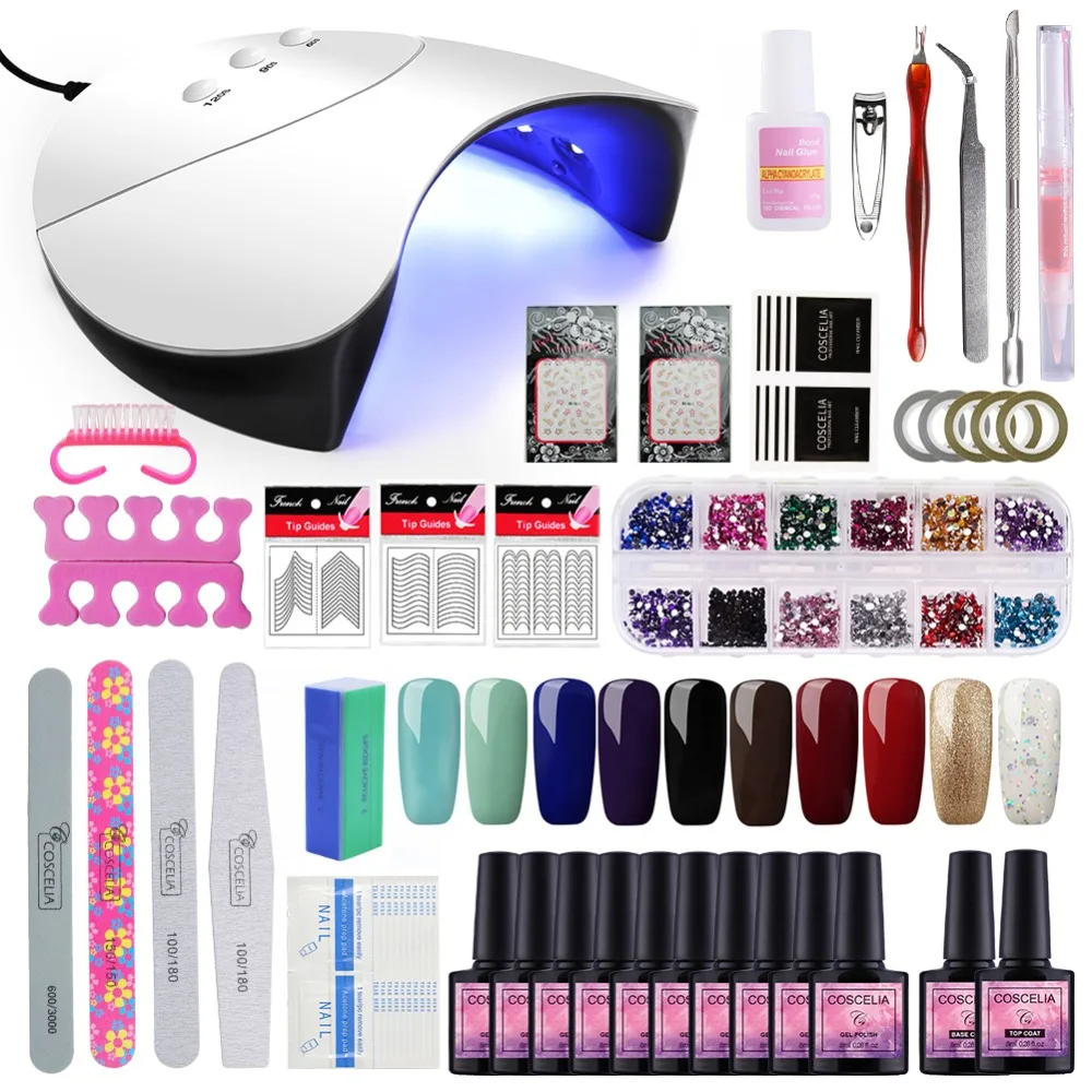 

COSCELIA Manicure Set 36W UV LED Lamp For Nail Kit Mannicure Machine Tools Set For Manicure 10PCS UV Gel Nail Polishes Nail Art