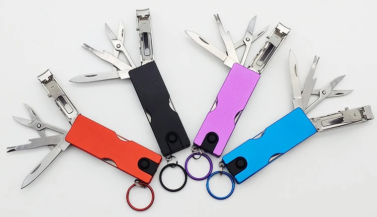 

COG Mini Fashion Keychain Swiss Knife LED Lights Nail Clippers Earpick Scissors Tweezers Pocket Multifunction Hand Tools
