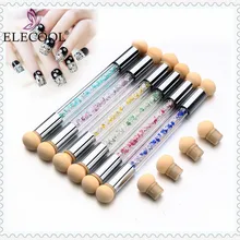 ELECOOL, 1 шт., двойная головка, 4 шт., губка для дизайна ногтей, кисти для геля, блестки для ногтей, набор пудры, расческа, градиентная ручка, маникюр