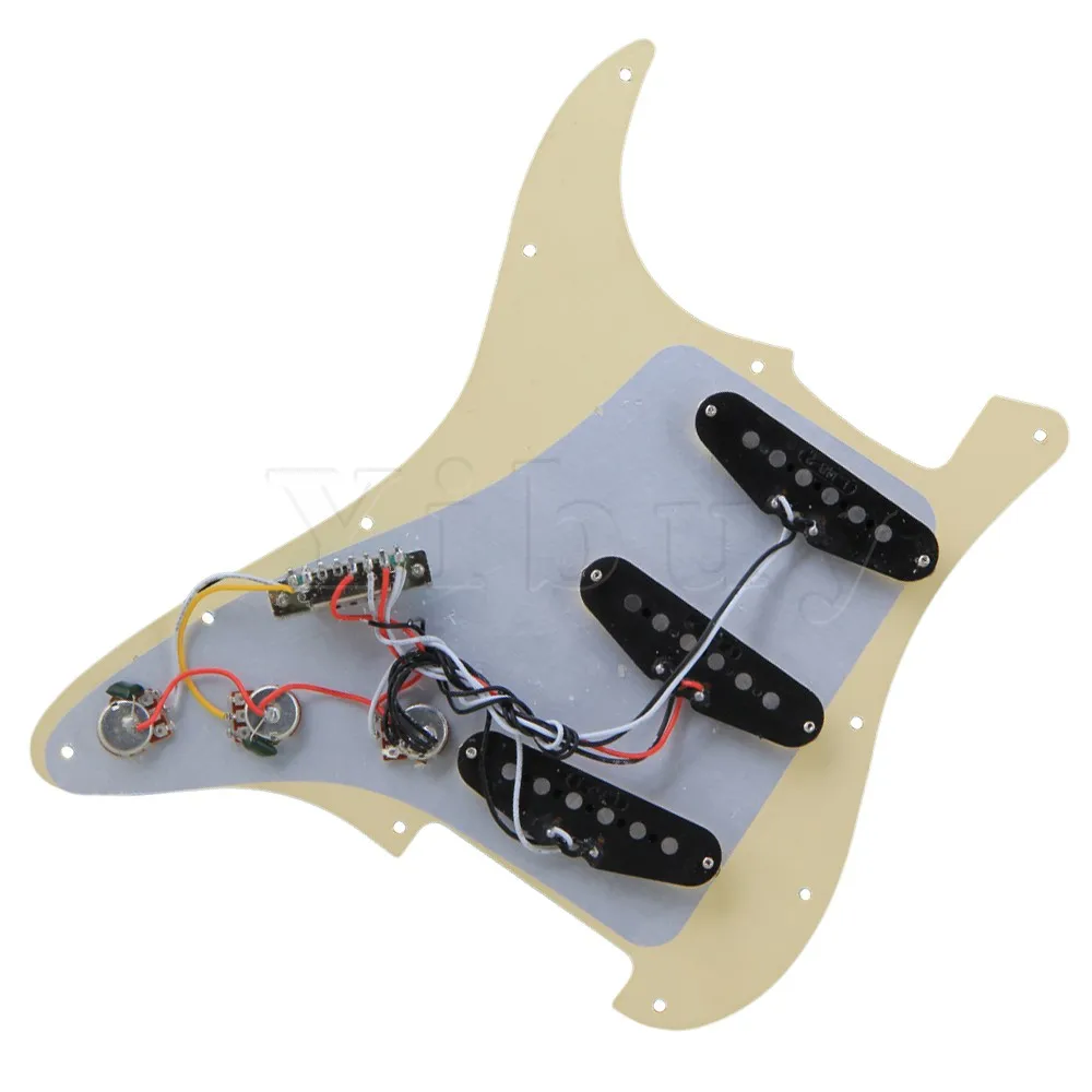 Yibuy 3-ply SSS PVC Pickguard with 33-ply SSS PVC Pickguard with 3 ALNICO V Single Coil Pick V Single Coil Pickups 5-Way Switch Yibuy 3-ply SSS PVC Pickguard with 33-ply SSS PVC Pickguard with 3 ALNICO V Single Coil Pick V Single Coil Pickups 5-Way Switch
