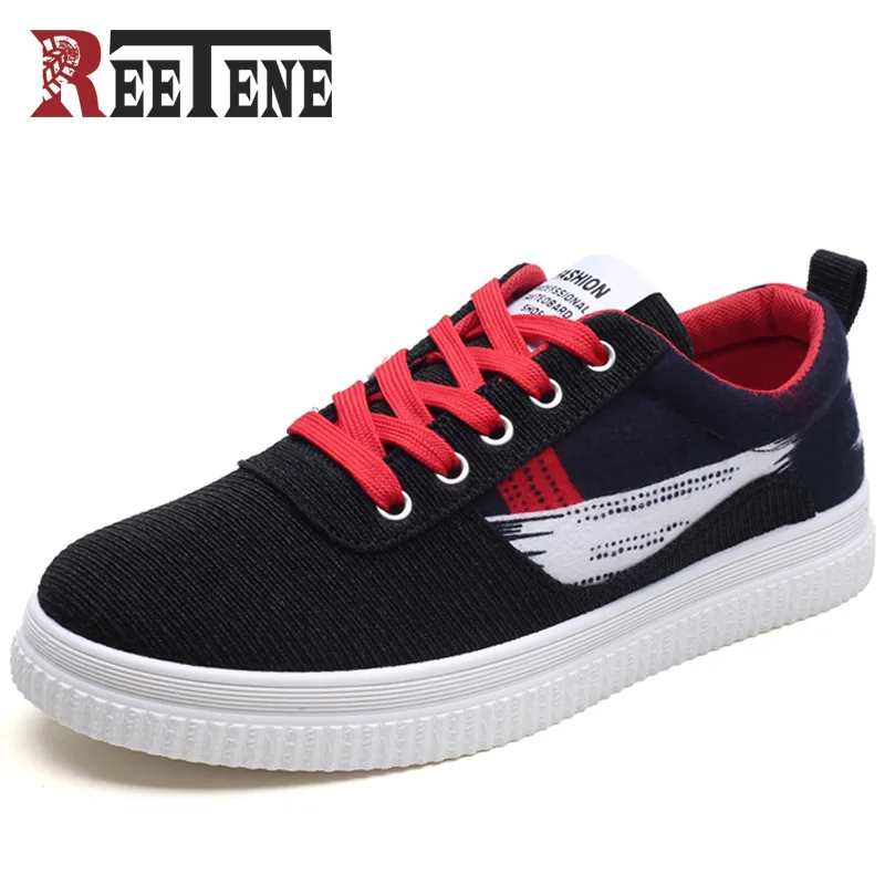 

REETENE 2018 New Casual Shoes Men High Quality Canvas Casual Men Shoes Spring Autumn Brand Designer Lace Up Casual Shoes Men