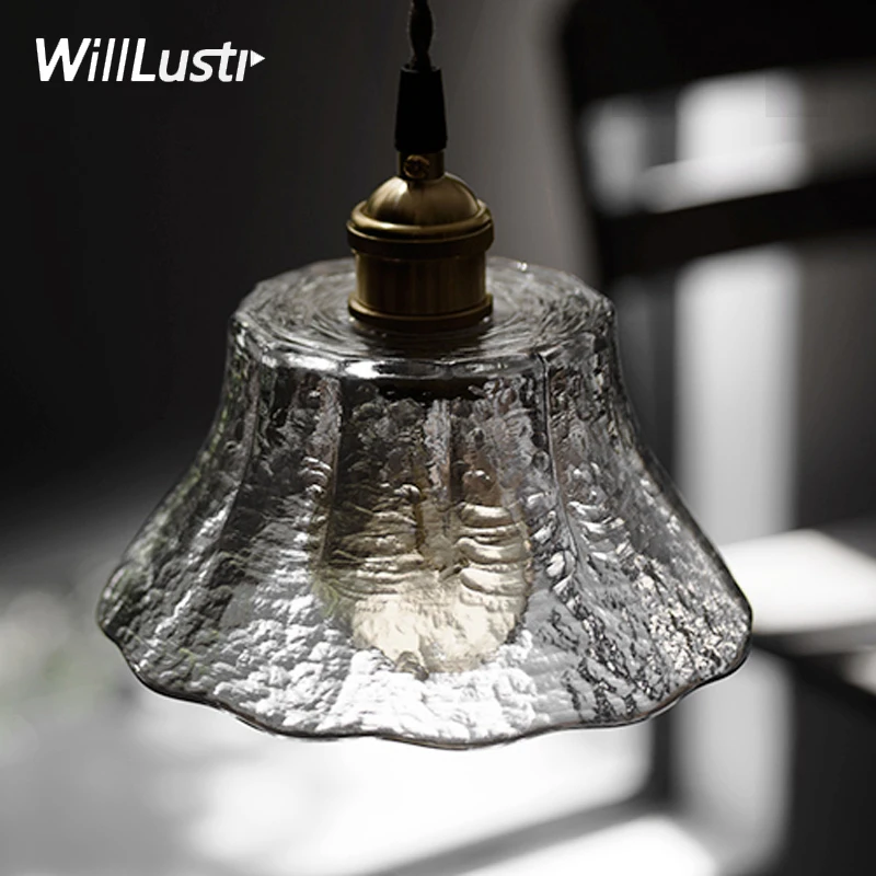 handmade hammered pattern glass pendant 