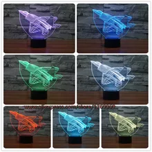2017 3D Jet Aircraft Warplane Model Cool RC Toy Creative Night Light Touch LED Illusion Table desk bedside lamp Decor kids Toys