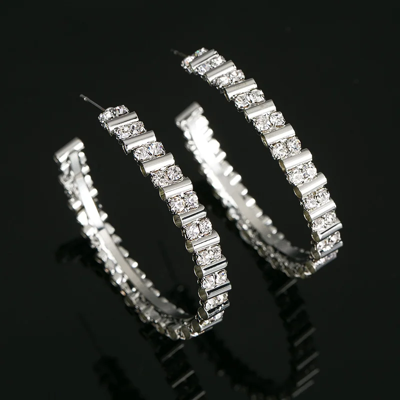 Серьги-кольца со стразами s для женщин модные ювелирные изделия Brincos De Festa свадебные посеребренные кольцо с австрийскими кристаллами серьги# E334