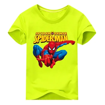 Children Short Sleeve T-shirt For Boy Tee Tops Clothes Girls Cartoon Spiderman Pattern T Shirt Kids 100%Cotton Top CostumeDX034 6