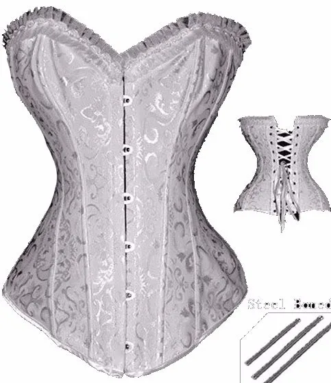 Plus-Size-Steel-Boned-Black-White-Corset-Bustier-Overbust-Sexy-Lingerie-Hot-Women-Lace-Up-Corset (2)