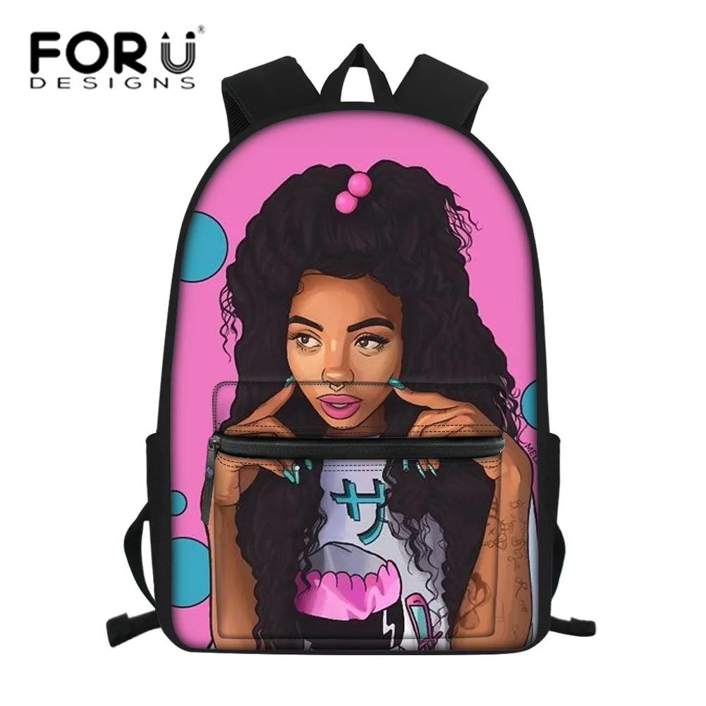 

FORUDESIGNS Kids Backpack Girls School Bags Black Women Art African Schoolbag Children Shoulder Bookbag Teenagers School Bag