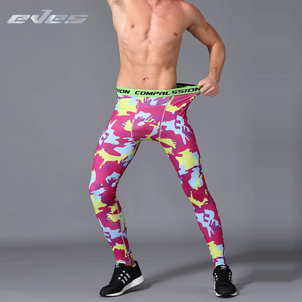 

EVES Gym Men Compression Leggings Running Sports Camouflage Tight Male Fitness Pants Quick dry Workout Training Bottoms
