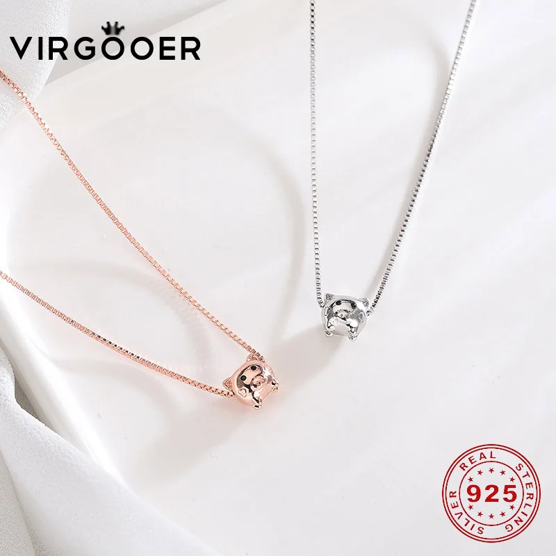 

Virgooer 925 Sterling Silver Jewelry Unique Charms Gorgeous Gold Animal Pig Flying Pendant Necklace For Women Girl Drop Shipping