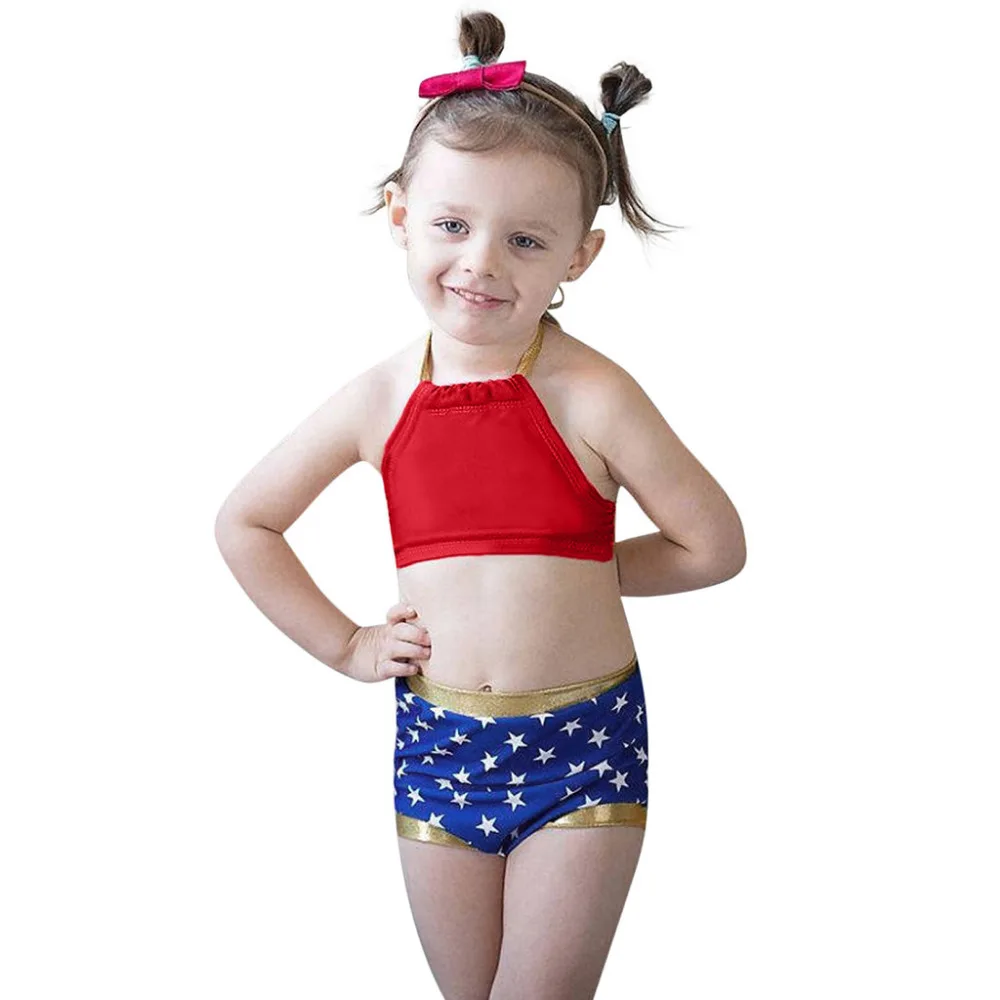 Infant Kids Baby Girls Swimwear Star Straps Swimsuit Bathing Bikini kids swimsuit for girls Set Beach JAN18