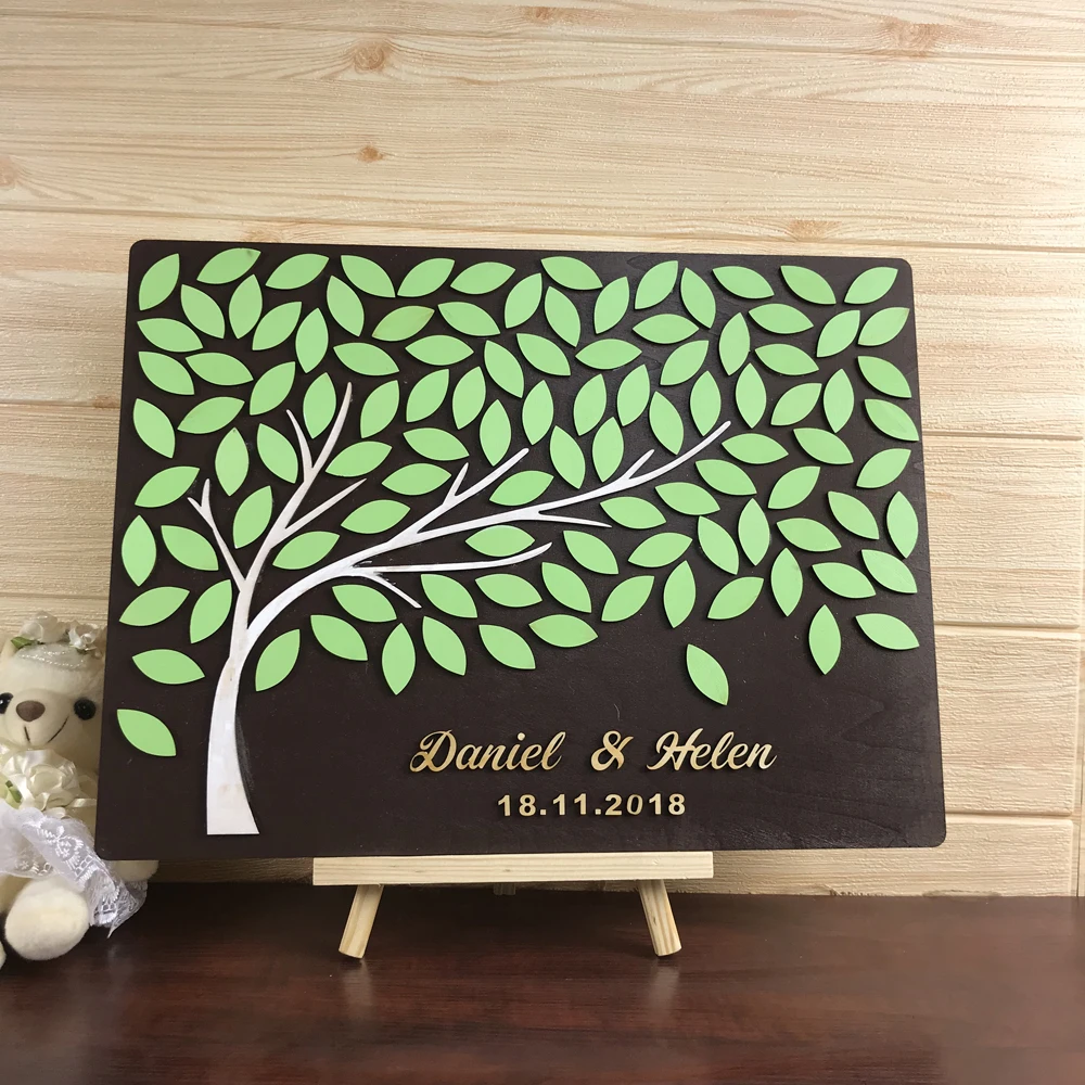 

Personalized name and date 3D Trees Wedding Guest Book, Custom Guest Book Ideas,Unique Book For Wedding,Rustic Guest Book