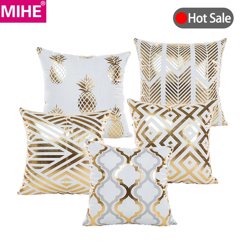 

MIHE Bronzing Cushion Cover 45x45cm Decorative Pillow Case Sofa Seat Case Car Pillowcase Christmas Decorations Throw Pillows