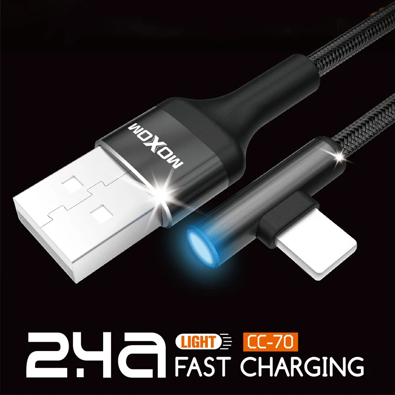 USB кабель MOXOM Type C игровой для iPhone X XR XS Max 8 7 6 Plus быстрой зарядки 5 мобильный телефон