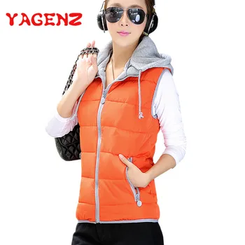 

YAGENZ 2018 Students Vest Women Jacket Down Cotton Vest Tops Harajuku wild Ulzzang Korean Autumn Winter Clothes Short Vest Coat