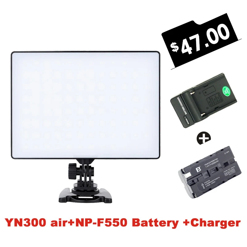 

Ulanzi YONGNUO YN300 air 3200k-5500k YN-300 air Pro LED Camera Video Light + FB-F550 Battery + Charger for Canon Nikon Dslrs