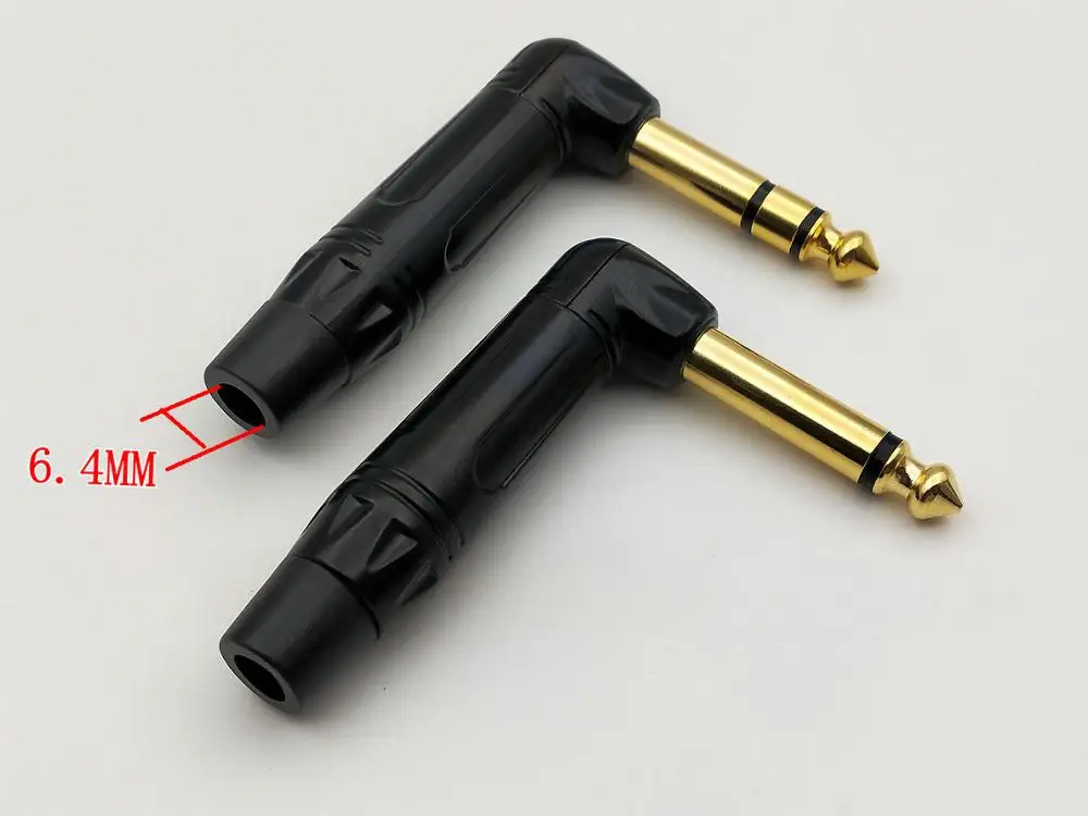 50pcs 6.35 mm mono/Stereo (1/4 in) Jack Male Right Angle TRS Audio Plug Connector adapter