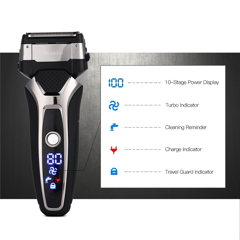USB Rechargeable Electric Shaver Stainless Steel Shaving Machine Men 3D Triple Floating Blade Razor Shaver barbeador eletrico