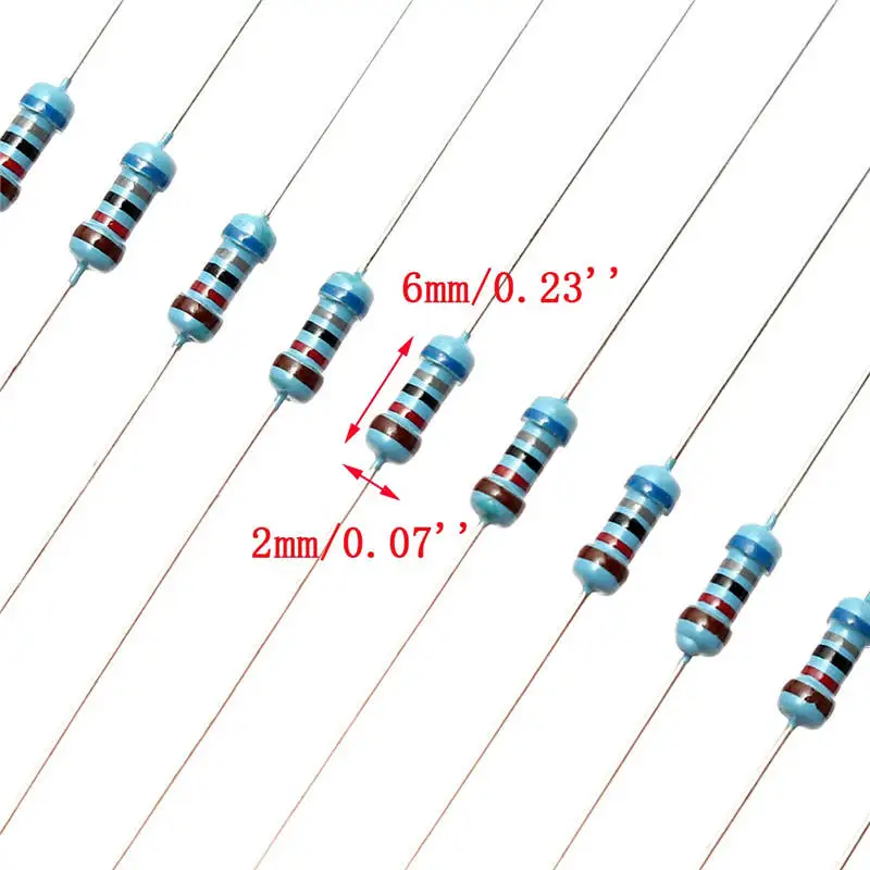Лучшее продвижение 1000 шт. = 50Valuesx20Pcs 1/4W Мощность металлического пленочного сопротивления 1%, резистивный токоудержатель Ассортимент Комплект