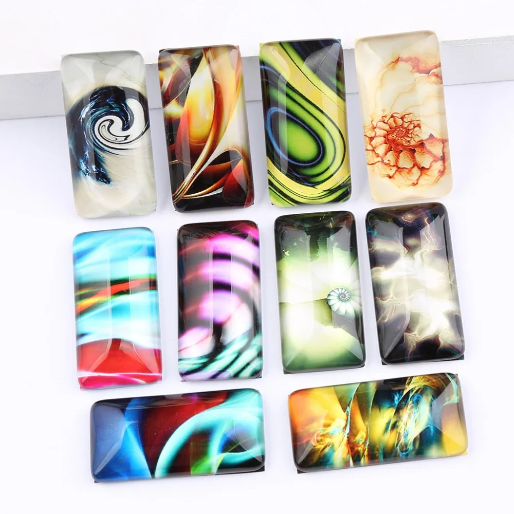 

shukaki mix abstract color photo rectangle glass cabochon 10x25mm 19x38mm diy jewelry findings for earrings pendant