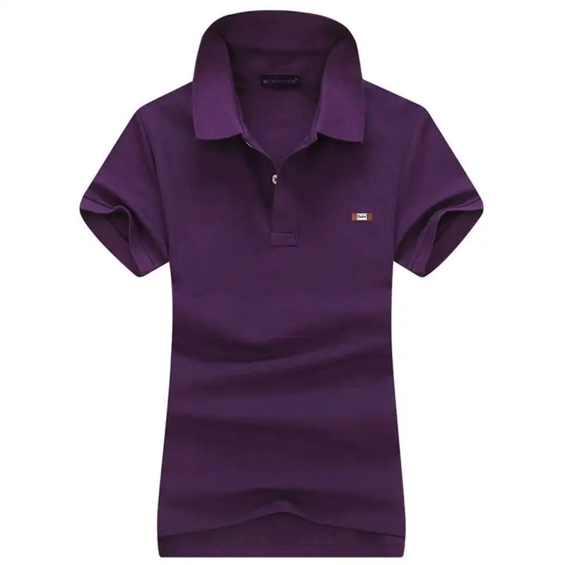 15 цветов летние женские новые рубашки поло с коротким рукавом хлопковые повседневные однотонные женские рубашки поло модные тонкие женские топы - Цвет: Purple
