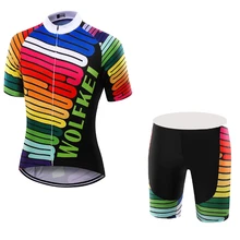 WOLFKEI Красочные мужские велосипедные кофта и шорты набор горный велосипед Три задних кармана дышащий ropa ciclismo велосипедная одежда