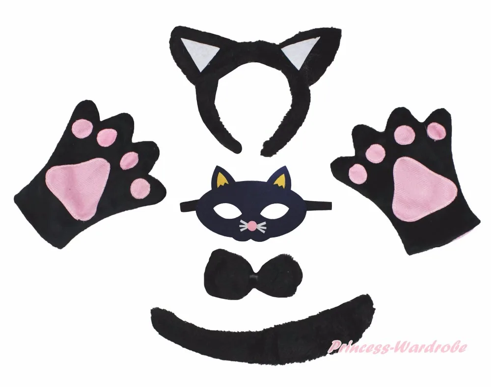 black cat halloween headband bow tail paw mask 5p unisex child kid party costume in hair accessories from mother kids on aliexpresscom alibaba group