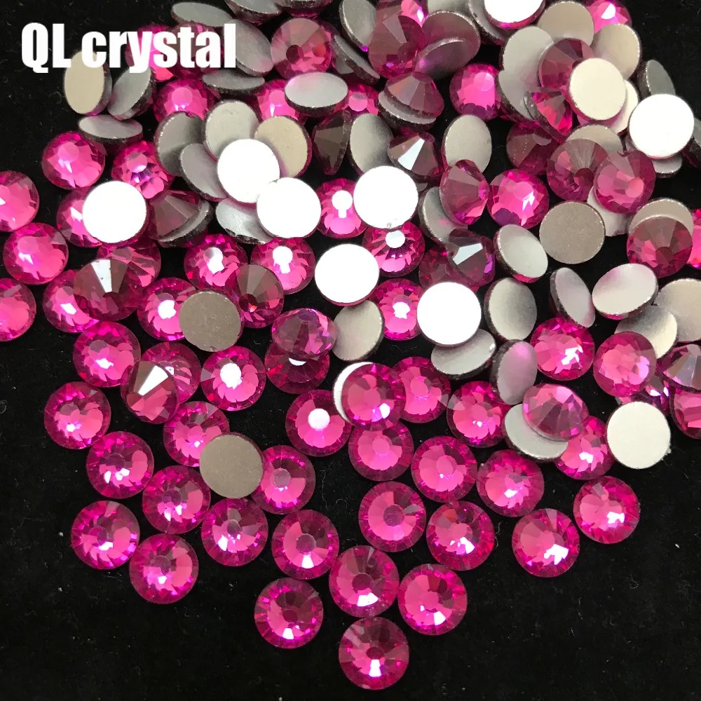 

Rose red Glue on Glitter Flatback Glass Crystal Non Hot fix rhinestone For Gymnastics Clothes Shoes 3D Nail Art Decoration