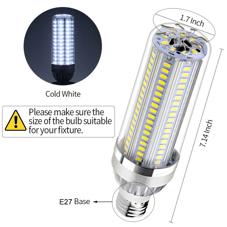 E27 SMD 5730 дневного света светодиодный кукурузная Лампа 220V 110V лампы высокой Яркость