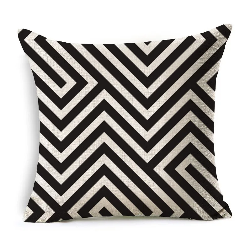 Скандинавский стиль бежевый черный геометрический узор хлопок льняная декоративная подушка для дома декоративная наволочка для дивана 40198