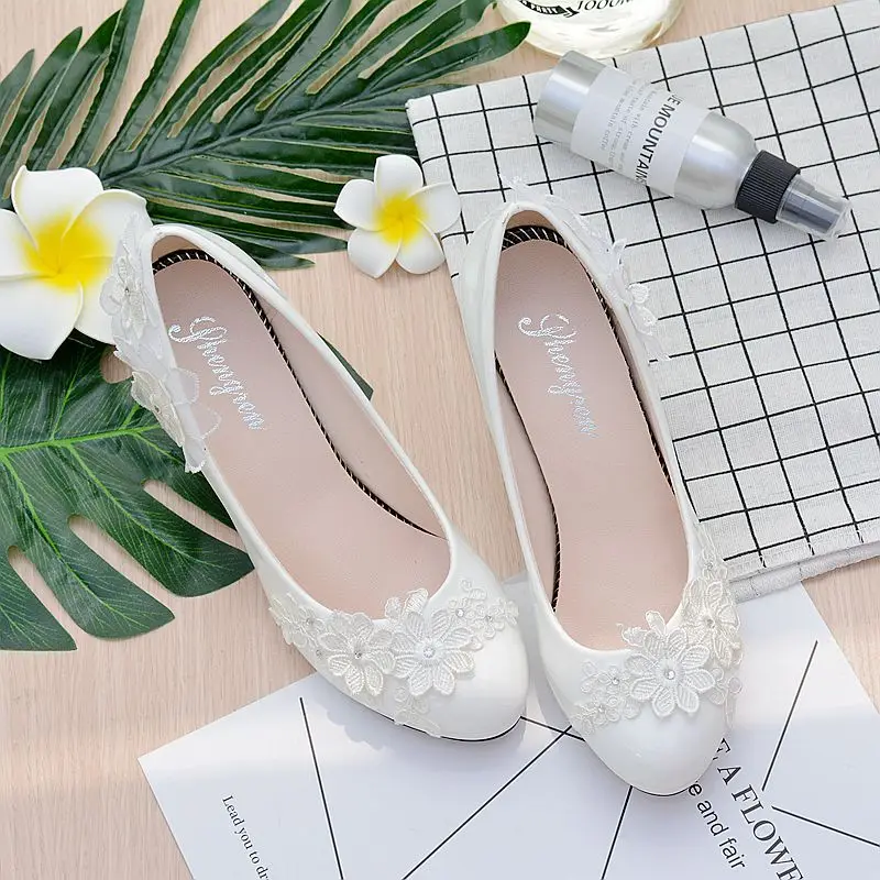 

Prom Party Shoes Women Pumps Pointed Shoes Low Heel Dress Shoes Flower Block Heels Brides Shoes For Wedding 4.5Cm/8Cm