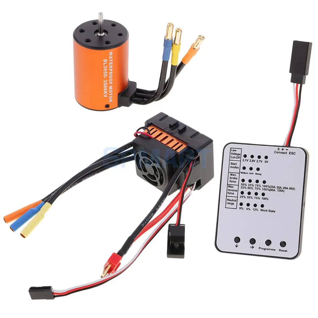 

3650 3500KV Brushless Motor+60A ESC +LED Program Card for 1/10 RC Car Truck