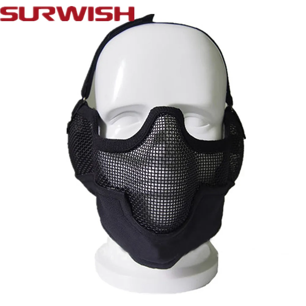SURWISH Half Lower Face Airsoft Mask Outdoor Hunting Protective CS