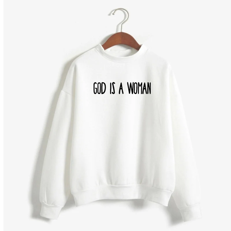 أريانا غراندي التحلية الله هو امرأة الرقبة الطاقم البلوز هوديس المرأة طويلة الأكمام البلوفرات الموسيقى 7 خواتم بلوزات