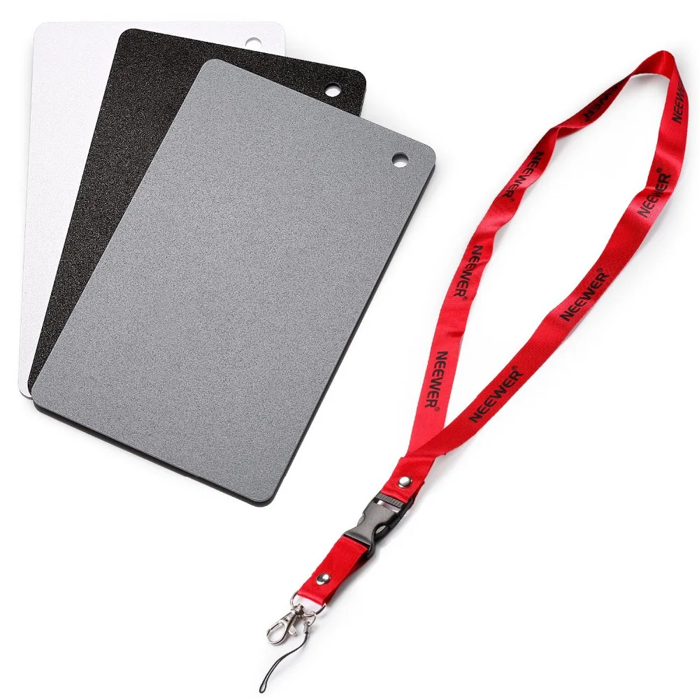 

Neewer Digital Grey Card Set-2"x3" White Balance Card 18% Gray Card for Digital and Film Photography with Premium Lanyard