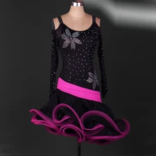 Латинские танцевальные платья для женщин Roupa De Ginastica сальса танцевальные костюмы черные Бальные платья танцевальное платье для девочек Румба Самба