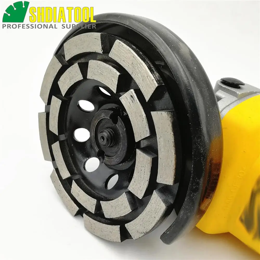 SHDIATOOL 2pcs Dia100mm Diamond Double Row Cup Wheel For Concrete & Masonry, 4inch Grinding Wheel, Bore 16mm
