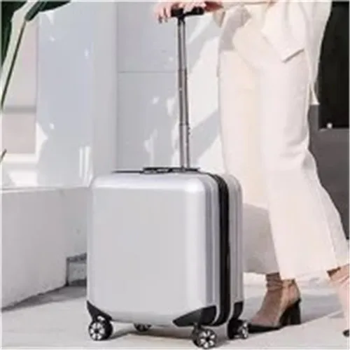 KLQDZMS 18 дюймов посадочная Коробка ABS+ PC чемодан на колёсиках Spinner чехол на колесиках для девочек дорожный костюм чехол на колесиках - Цвет: Silver grey