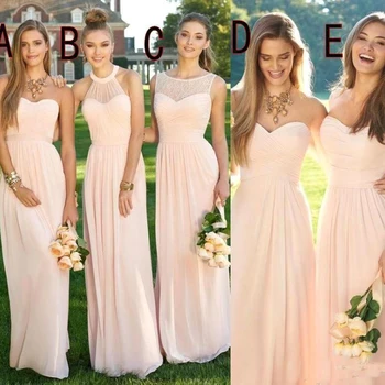 2019 Pink Cheap Long Bridesmaid Dresses Mixed Neckline Chiffon Summer Formal Prom Party Dresses
2019 Pink Cheap Long Bridesmaid Dresses Mixed Neckline Chiffon Summer Formal Prom Party Dresses