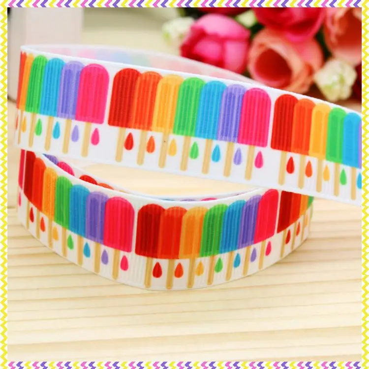 7/8'' Free Shipping Icecream Printed Grosgrain Ribbon Headwear Hair