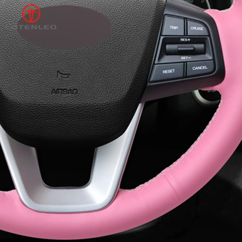LQTENLEO розовый кожаный чехол на руль автомобиля для hyundai ix25- ix35 Creta- Elantra