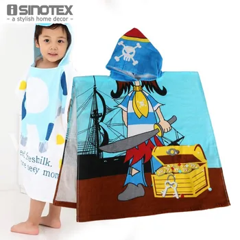 

Hooded Towels 60x120cm Hoodie 100% Cotton Cartoon Pattern Children's Bath Beach Towel Animal Cloak For Kids toalha de banho